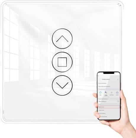 WIYETY Interrupteur de volet roulant Wifi avec ajustement en pourcentage, Interrupteur de volet roulant Smart Wifi 2.5D, Compatible avec Alexa et Google Home, Minuterie et commande vocale, Commande de