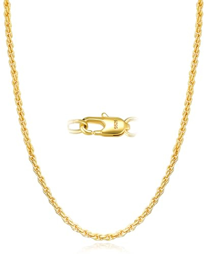 Cheria 9ct Gold Plated Chain for Mens, 3mm Gold Plated Rope Mens Chain Necklace, Men Jewellery Gift for Man 22 Inch