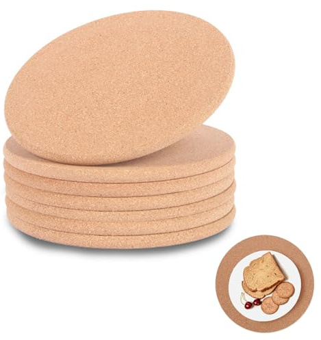 Gykutix 6 Stück Topfuntersetzer Kork, 19cm Korkuntersetzer Rund, 1cm Stärke Topfuntersetzer Hitzebeständig Naturkork Kork Untersetzer Topf für Töpfe, Pflanzen, Gläser, Vasen und Schüsseln