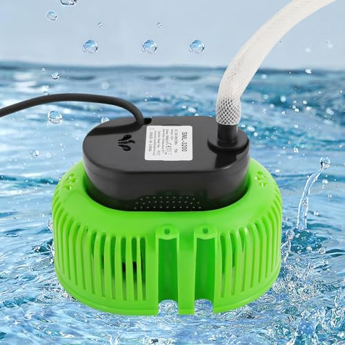 Submersible Pump, 75W 3000L/H Water Pump to Empty Pool, Immersion Depth: max. 7.5m, for Dirty Water with 13/16/19mm in Size, Temperature max.35℃, IPX8 Sump Pump for Swimming Villages (Green)