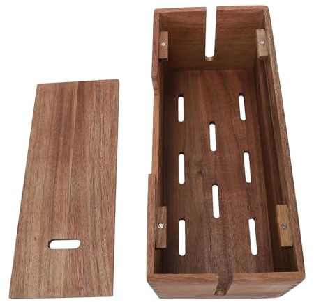 Hztyyier Caja de Gestión de Cables de Madera, Organizador Oculto de Cables de Madera de Primera Calidad para Regleta con Corrector de, Se Adapta a de TV de Piso de
