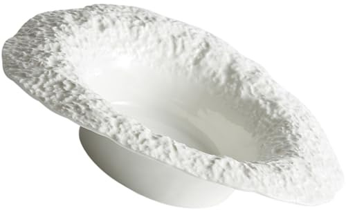 Lurrose Plato de Pasta de Cerámica Estampado de Roca, Cuenco Profundo para Ensalada de 10 Pulgadas, Plato para Servir Comida Occidental en Casa