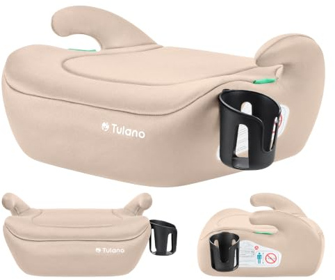 Tulano Cabby 20 Kindersitzerhöhung ab 6 jahre - 125-150 cm Kindersitz | 15-36 kg - Sitzerhöhung auto - Leichtgewichtige - Vorwärtsgerichtet - Getränkehalter - Beige