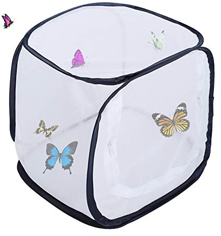Rengue Großer, Faltbarer, Tragbarer Schmetterlings-Habitatkäfig, Pop-up-Schmetterlings-Habitatgehege-Terrarium mit Belüftetem Polyesternetz für Monarch-Raupen-Klassenzimmer Im Freien
