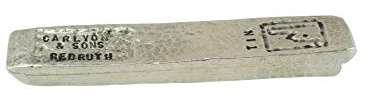 Tin Ingot 100% Pure Tin - Carlyon & Sons Redruth Brand 54 grammes