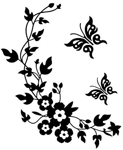 Toruiwa Wandtattoo Wandsticker Schmetterling Blume Wandaufkleber Aufkleber Selbstklebender Kleber Dekoratives Sticker Wanddeko für DIY Wand Fenster Tür Auto 34 * 28cm Schwarz