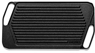 Barebones Grillplatte aus Gusseisen - Wendeplatte mit Flacher Grilloberfläche, Gusseisenplatte, Vorgebrannt