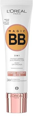 L'Oréal Paris Magic BB Cream with SPF 20, 5-in-1 Skin Tint with Vitamin B5 and Vitamin E, Lightweight Hydrating Formula Adapts to Skin Tone for a Natural Glowy Finish, 30 ml, Shade: 05 Medium Dark