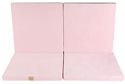 MEOWBABY Krabbelmatte Baby – 120x120cm Spielmatte Baby Faltbar – Weiche Baby Play Mat & Babymatte für sicheres Spielen – Bodenmatte Kinder, Velvet, Hellrosa