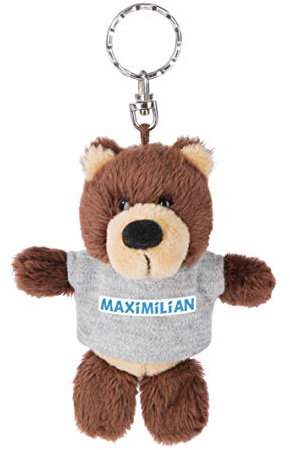 NICI 44686 Schlüsselanhänger Bär mit T-Shirt Maximilian 10cm, braun