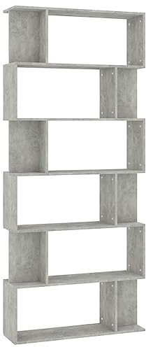 vidaXL Libreria/Divisorio Scaffali Versatile Decorativa Arredo Casa Separè Mensole Libri Espositore Grigio e Cemento 80x24x192 cm in Truciolato