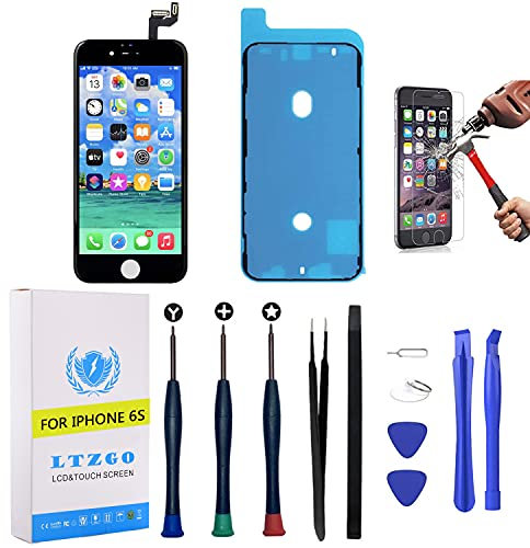 LTZGO Ersatz LCD Display Kompatibel Mit iPhone 6S Schwarz Mit Reparaturset Werkzeuge Set Verbesserter Touchscreen Bildschirm Digitizer Adhesive Sticker