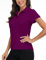 MoFiz Women's Short-Sleeve Polos Lady-fit Golf Shirts Plain Classic Pique Polo Shirts Dark-Purple Size S