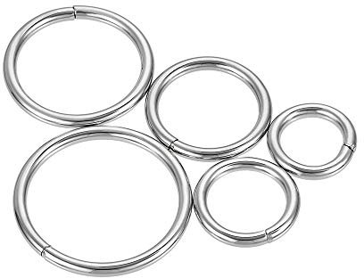 sourcing map 50Stk. Metall O Ring 16mm/20mm/25mm/32mm/38mm ID, 3.8mm Dicke Eisenringe für Hardware DIY Zubehör Silber