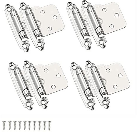 8 Pieces Spring Hinge,Kitchen Cabinet Hinges Nickel Furniture Cupboard Door Hinge Bearing Hinges,for Folding Table Cabinet Closet Door Furniture Decorative