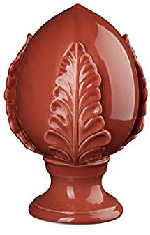 Baroni Home Pumo Pugliese Colorato, Pumo Decorativo in Porcellana Dipinta a Mano, Colore Rosso Corallo, Misure 11.5X11.5X18 cm