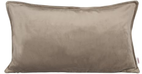 beties - Samt&Sonders-Serie - Kissenhülle ca. 30x50 cm; in Taupe mit dekorativer Jeansnaht aus deutschem Unternehmen in hochwertiger Qualität