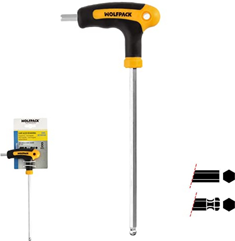 WOLFPACK LINEA PROFESIONAL 2104530 Inbusschlüssel mit Kugelkopf in T-Form 8,0 mm mit Aufhänger, Farbe, einfarbig