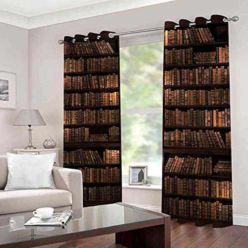 PVMLVM Tende Oscuranti Occhiello 2 Pannelli Biblioteca Poliestere Tenda Stampato In 3D Tende Finestra Termiche Isolanti Per Casa Moderne Camera Da Letto Soggiorno Bagno 300x280cm