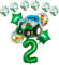 HCRXVV 2.Geburtstag Junge Traktor Balloon Set luftballon 2. geburtstag Grün Folienballon 32 Zoll Zahl 2, Folienballon Traktor Baustelle Car Themed Deko jungen 2 jahr Kindergeburtstag(12Stk)