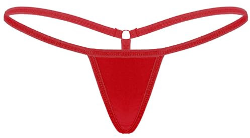 ranrann Micro String Ficelle Femme Sexy Slip Taille Basse Tanga Thong Bikini Erotique Lingerie sous-vêtement Briefs Underwear Rouge Taille Unique