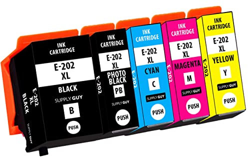 Supply Guy XL Druckerpatronen kompatibel mit Epson 202 202XL passend für Expression Premium XP-6000, XP-6005, XP-6100, XP-6100Series, XP-6105 (5 Patronen)
