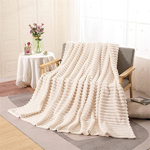 ENEN Warm Kuscheldecke Flauschig Tagesdecke Fleecedecke Flanell Decke Sofadecke Für Couch Wohndecke Wendedecke als Wohnzimmerdecke oder Sofaüberwurf (180x200cm,Beige)
