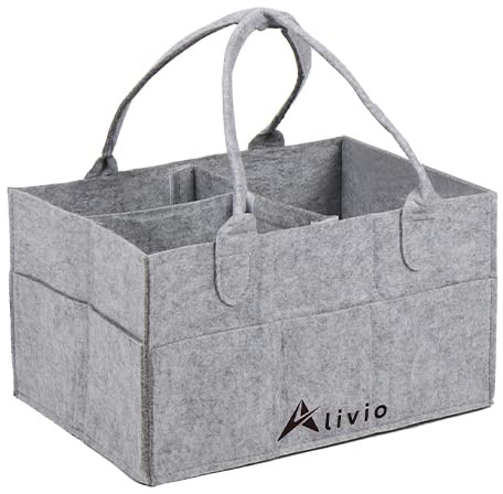 Alivio Baby storage Organizer Caddy Felt Changing Nappy Kids Storage Carrier Bag Grey