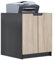 Vladon Druckerkommode Logan, Aktenschrank mit 2 Fächern und 2 Türen, Korpus in Schwarz matt, Fronten in Eiche sägerau, (51 x 60,5 x 54 cm)