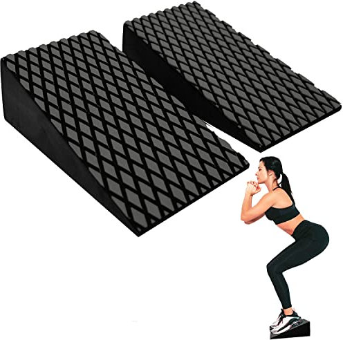 AHA Lifestyles Kniebeugen-Keilblöcke – 2er-Pack mit Tasche – rutschfeste professionelle Kniebeugenrampe für Fersenerhöhung, Stretching, Gewichtheben, Yoga – für Damen und Herren (Schwarz))