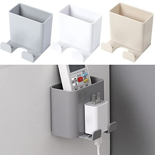 SPORTARC Fernbedienung Aufbewahrungsbox, Wandmontage Aufbewahrungskoffer Stecker Halter Ständer für Fernbedienung Handy Weiß Grau Beige