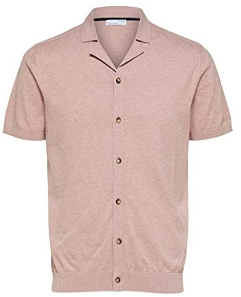 SELECTED HOMME Male Cardigan a maniche corte, Rosa canestro, XL