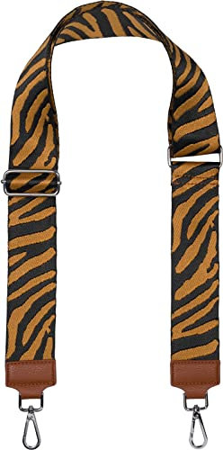 styleBREAKER Breiter Taschen Schulterriemen verstellbar mit Zebra Muster, Wechsel Taschengurt, Handyband, Handykette 02013033, Farbe:Cognac-Schwarz