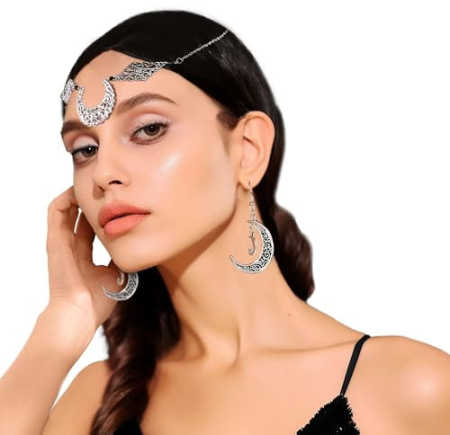 LaVenty Fascia per capelli con orecchie da elfo a forma di luna e elfo, accessorio gotico