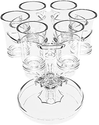6 Shot Glass Dispenser and Holder, Drink Shot Dispenser Acrylic Shot Dispenser with 6 Clear Drinking Glasses Liquor Dispenser Holder Liquor Dispenser Home Bar Accessories for Beverage, Whiskey