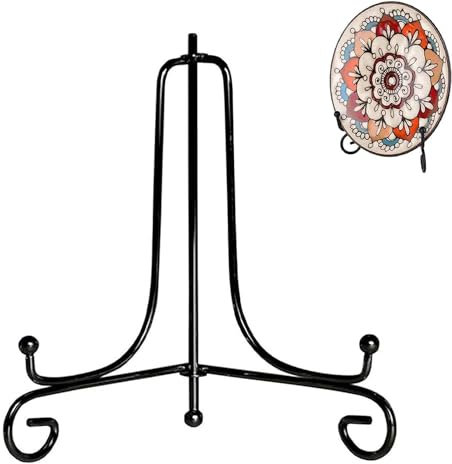TMRBBesty Cavalletto Espositore Supporto Porta Piatti,Porta Piatti da Esposizione,Ferro Supporto Cavalletto Decorativo per Foto,Supporti piatti da esposizione,Per Foto,Piatti,Tablet e Arte,Black