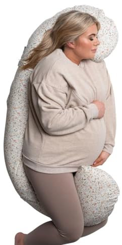 BellaMoon 3-in-1-Schwangerschaftskissen – Ganzkörperstütze für Schwangere – Verstellbare C-Form zum Schlafen, Stillen & Babyliegen – Abnehmbarer, waschbarer Bezug aus Bio-Baumwolle (Sweet & Wild)