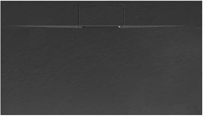 VBChome Duschwanne 120 x 80 x 2,5 cm Schwarz Steinstruktur Duschtasse Extra Flach Rechteckig Ablaufgarnitur Abdeckplatte SMC Verbundwerkstoff Universelle Installation Siphon Rechteckig 80x120 cm Lang