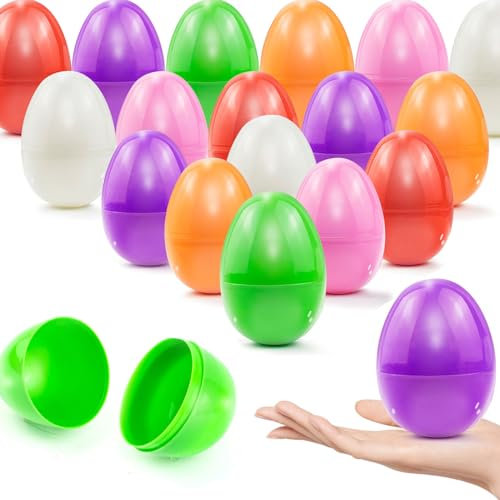 Milaloko 24Pcs ungefüllte Ostereier, Bulk bunte helle leere Plastikeier für Osterjagd, Überraschungs-Ei, Osterkorb Stuffers, 5,5 x 8 cm