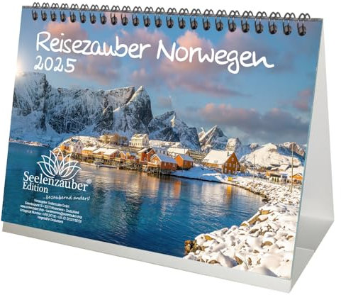 Reisezauber Norwegen DIN A5 Tischkalender für 2025 Oslo Urlaub Reise Strand Meer - Seelenzauber