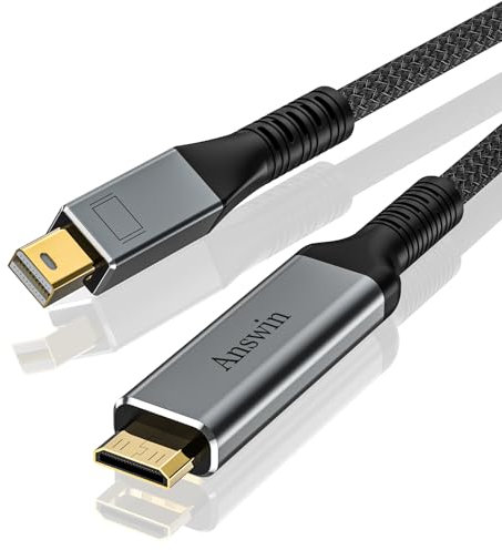 Answin Mini DisplayPort to Mini HDMI Cable 4K Unidirectional 3Ft 2K@60Hz Thunderbolt 2 to Mini HDMI Cable for MacBook, Surface Pro/Dock to KYY, ARZOPA, VILVA, MNN Portable Monitor (Not HDMI)