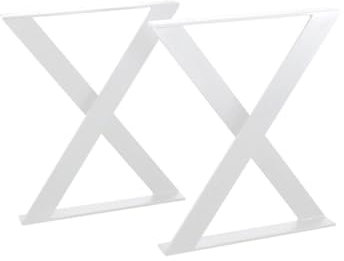 modern LOFT art Tischbeine Weiß - Metall X-Form - 2X Tischgestell Flachstahl 100x10 mm - DIY Tischkufen für Wohnzimmertisch, Esstisch - Breite 40 cm, Höhe 72 cm