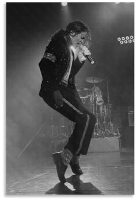 HAMAQAA Poster, Motiv: Michael Jackson, tanzendes Schwarz-Weiß-Poster, dekoratives Gemälde, Leinwand, Wandposter und Kunstdruck, moderne Familienschlafzimmer-Dekoration, Poster, 20 x 30 cm