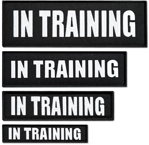 Bluyellow 4 Stück im Trainingshunde-Patch-Set, bestickte Hundepflaster für Diensthund in Trainingsweste, taktisches Hundegeschirr, Klettverschluss-Hundeflicken, Schwarz und Weiß, klein und groß