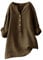 Tunique Grande Taille Femme Chic Chemisier Blouse Haut Habillé Liquette Chinois Manche Longue Col V Vetement pour Ronde Mode 2024 Marron XL
