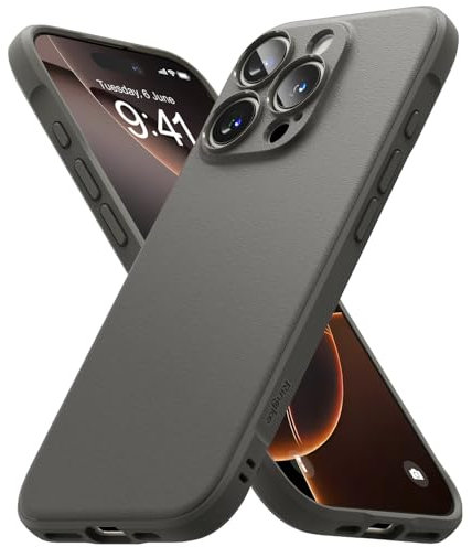 Ringke Onyx [Enhanced Grip Texture] Compatible with iPhone 16 Pro Max Case, Slim Anti-Fingerprint Non-Slip Protective Phone Cover with Precisely Designed Camera Cutouts - Gray