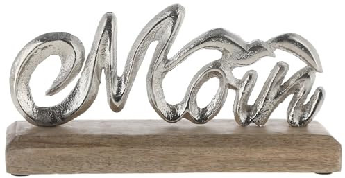 Schriftzug Moin Möwe Dekoschriftzug Mangoholz Aluminium Holz Silber 23x11x5 cm