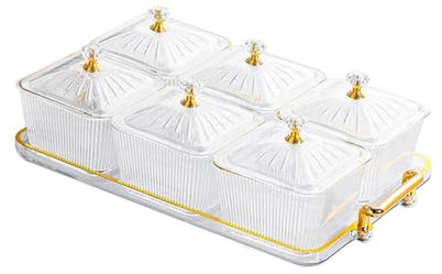 Baoblaze Plats de Service divisés, Plateau de Service, Plateau de collation, 6 Compartiments, Assiette de Fruits secs pour Centre de Table en Chocolat, fête de, Clair