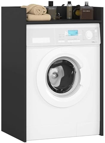 BDW Armoire de Machine à Laver 97,5 x 64 x 50 cm, Pour Machine à Laver et Sèche-Linge, Meuble de Salle de Bain (Noir)