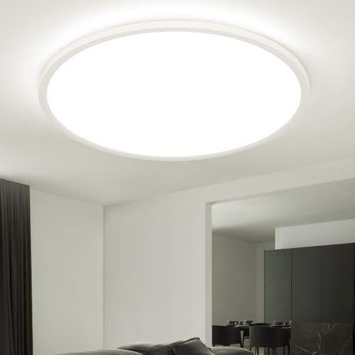 EASY EAGLE Plafoniera led soffitto, 50CM Lampadario led soffitto 4000K, 52W Lampada da Soffitto LED Moderno per Camera da Letto soggiorno Cucina Balcone Bagno Ufficio, Rotondo